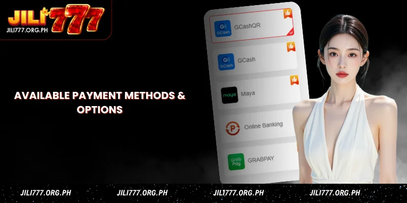 available payment methods & options