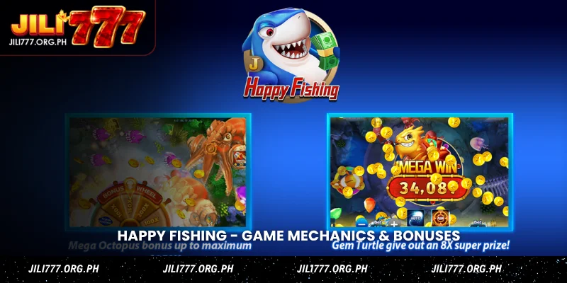 happy fishing game mechanics & bonuses